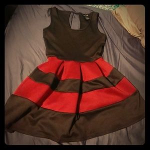 Wet Seal Burgurdy & Black Skater Dress